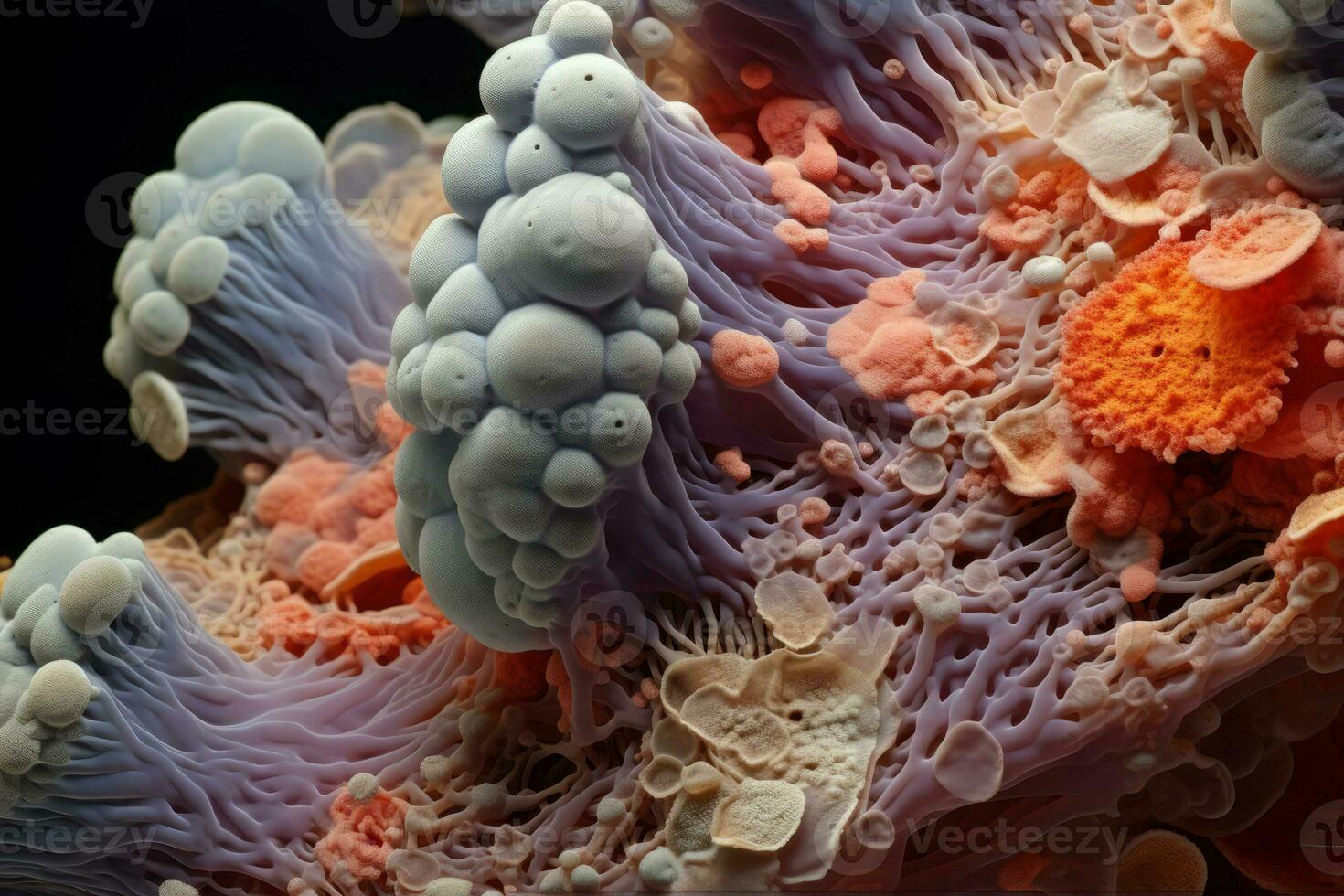 Microsopic of bacteria fungus.medical and science research concept.colorful color.generative ai photo