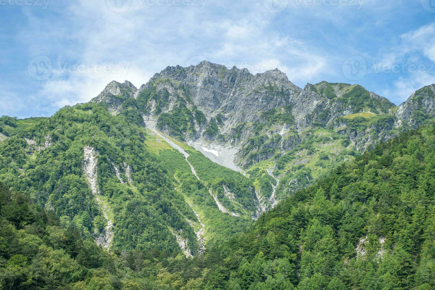 Mae Hodaka mountain in Kamikochi. Famous mountain for trekking and hiking in Matsumoto,Nagano,Japan photo