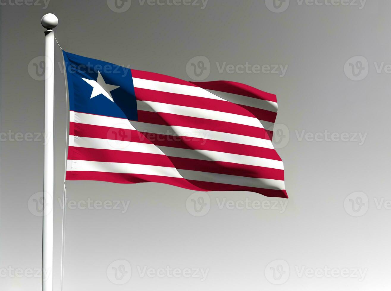 Liberia national flag waving on gray background photo