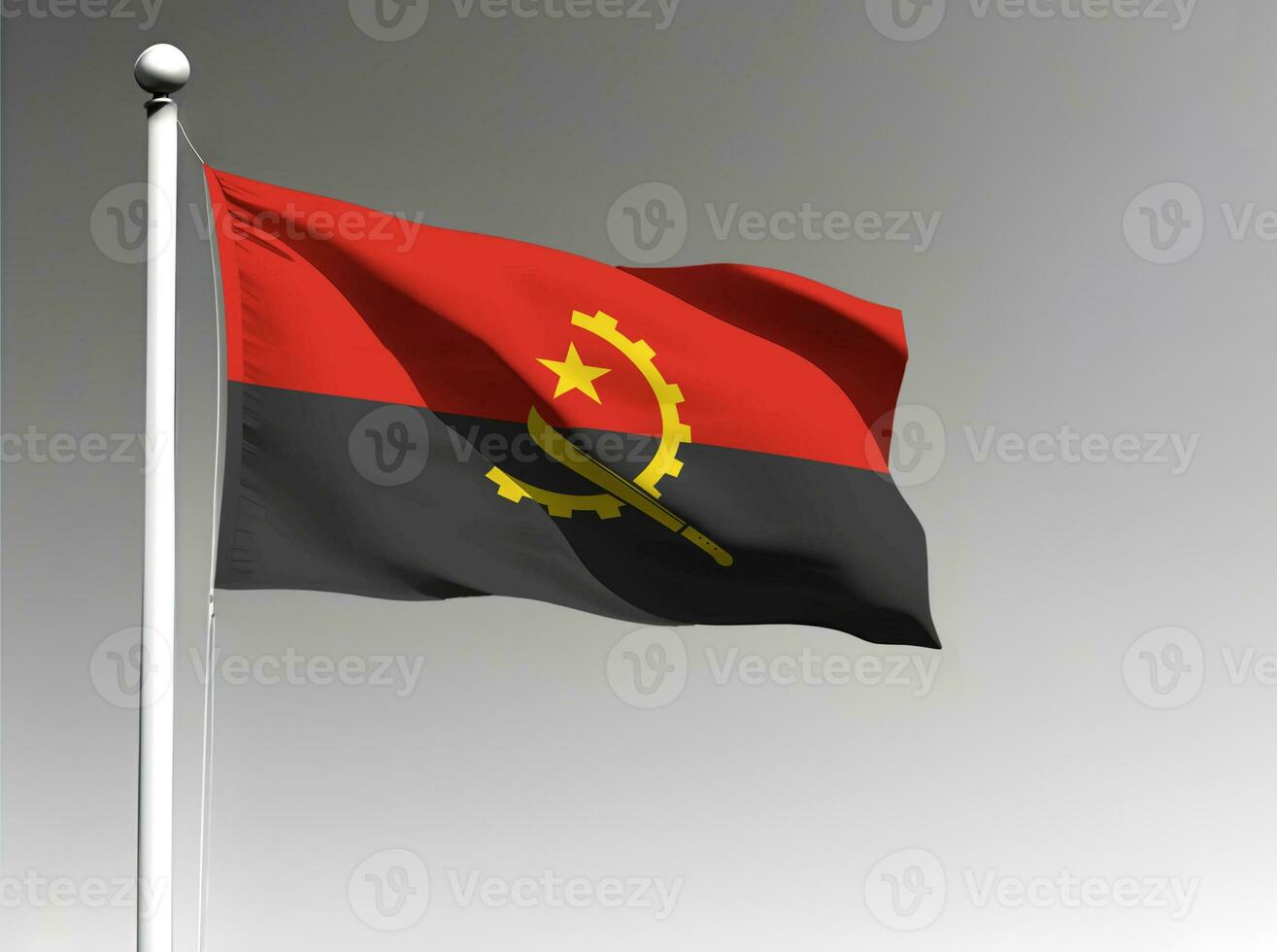 Angola national flag waving on gray background photo