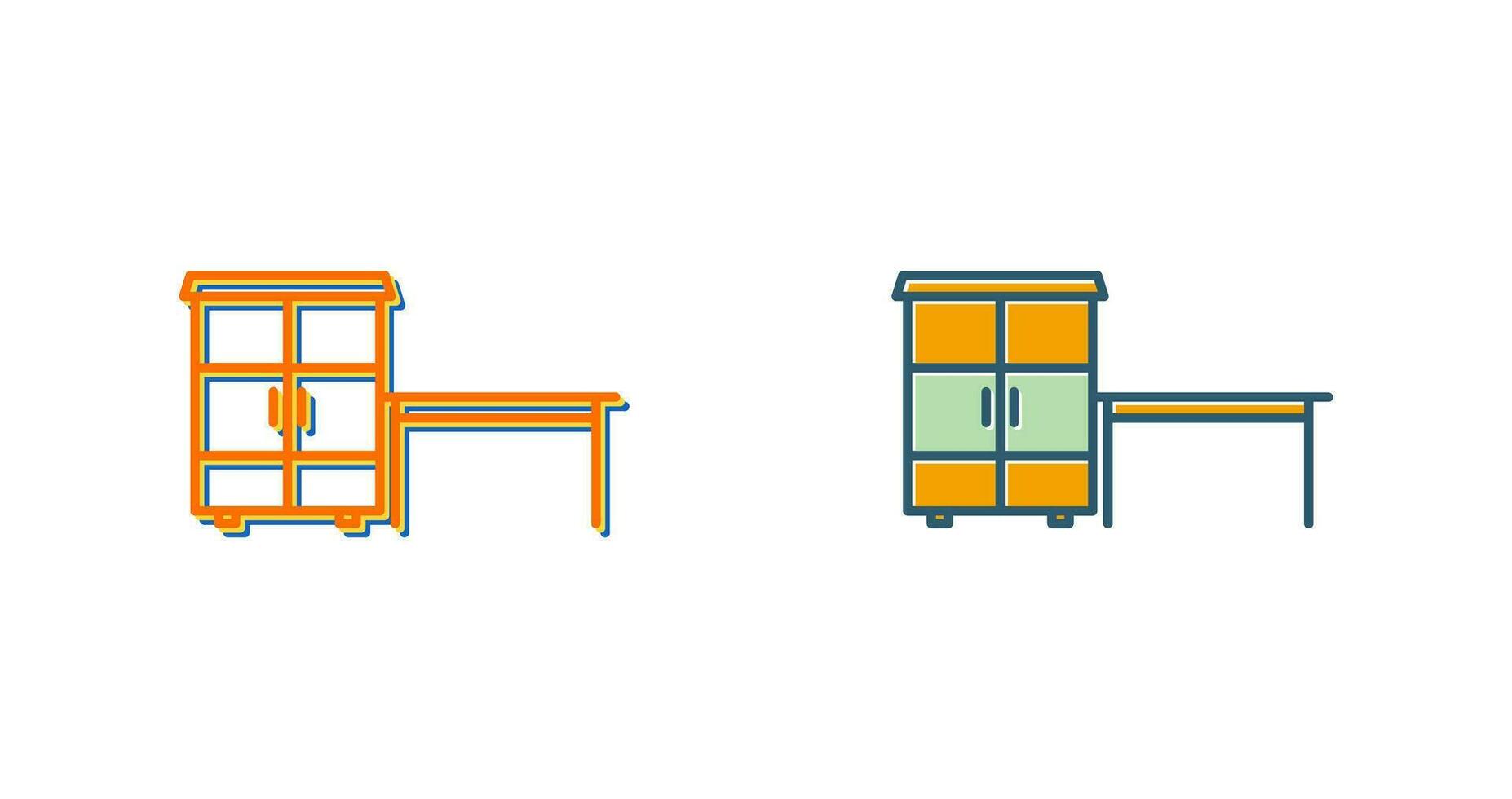 Table with Shelves Vector Icon