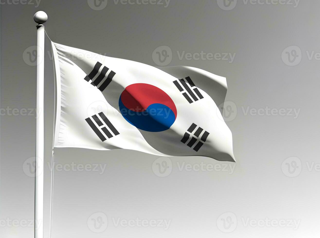 sur Corea nacional bandera ondulación en gris antecedentes foto