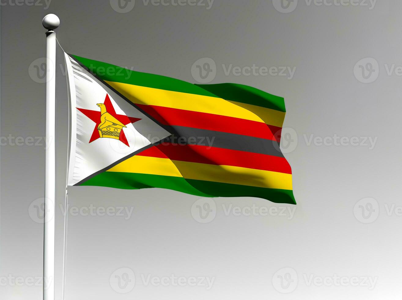 Zimbabwe national flag waving on gray background photo