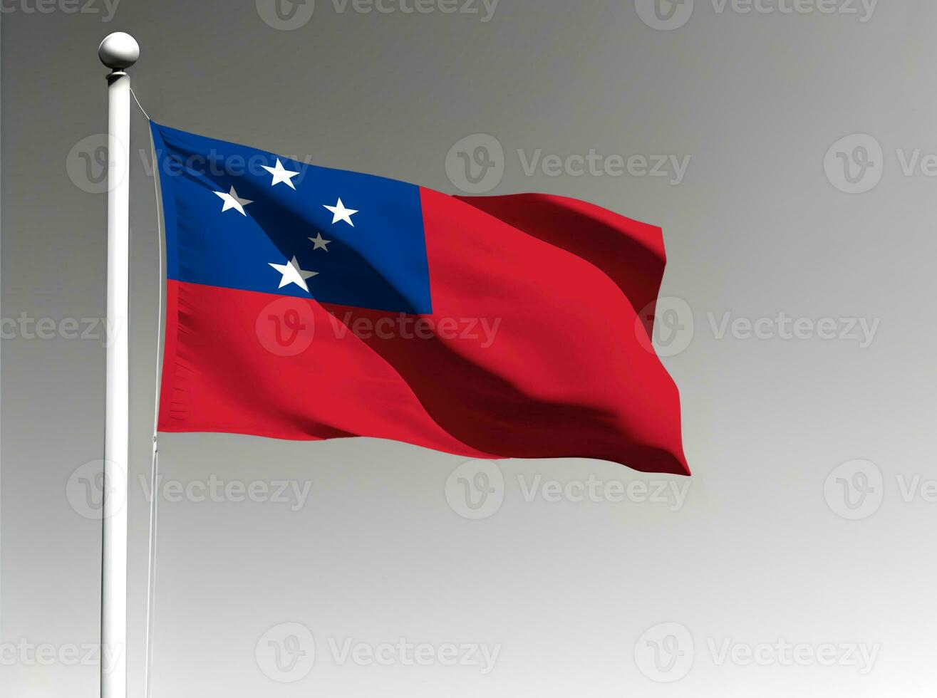 Samoa national flag waving on gray background photo