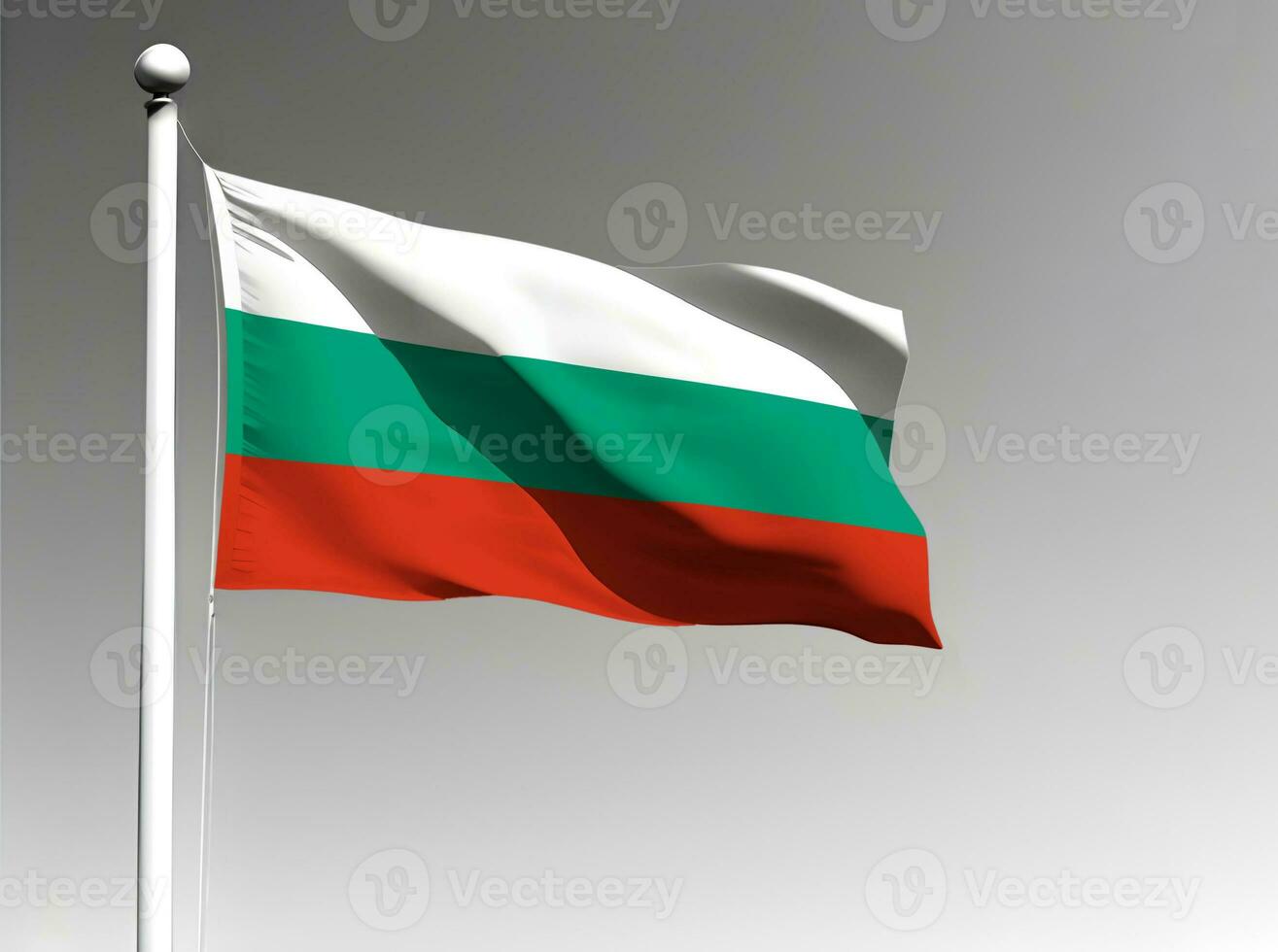 Bulgaria national flag waving on gray background photo