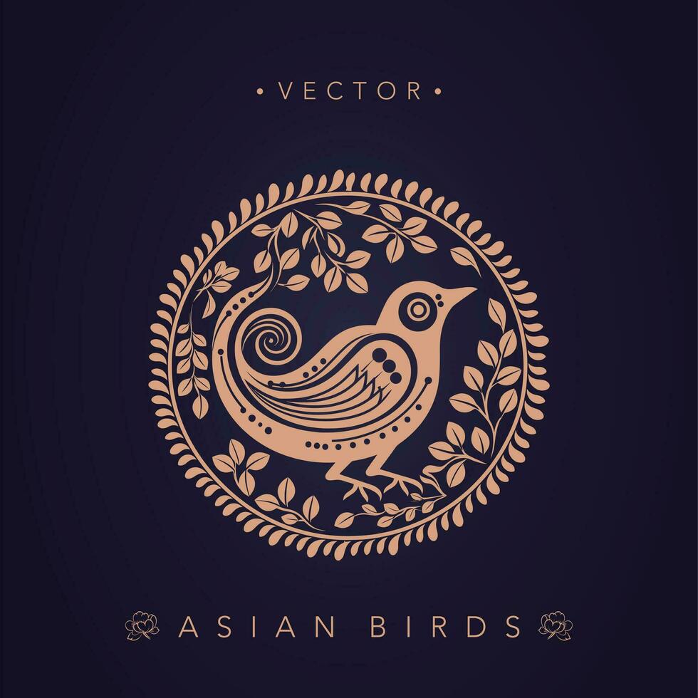 Asian traditional bird patterns ancient Chinese flower and bird patterns vector