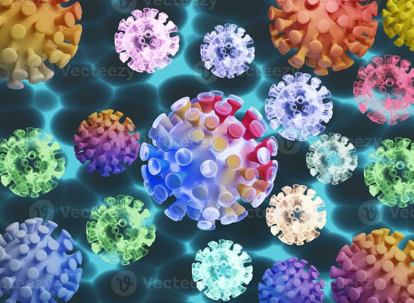 virus floating in a cellular environment Background photo