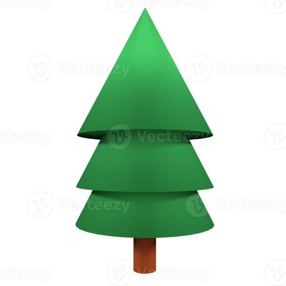 3d Christmas tree minimalist, on transparent background 3d illustration png