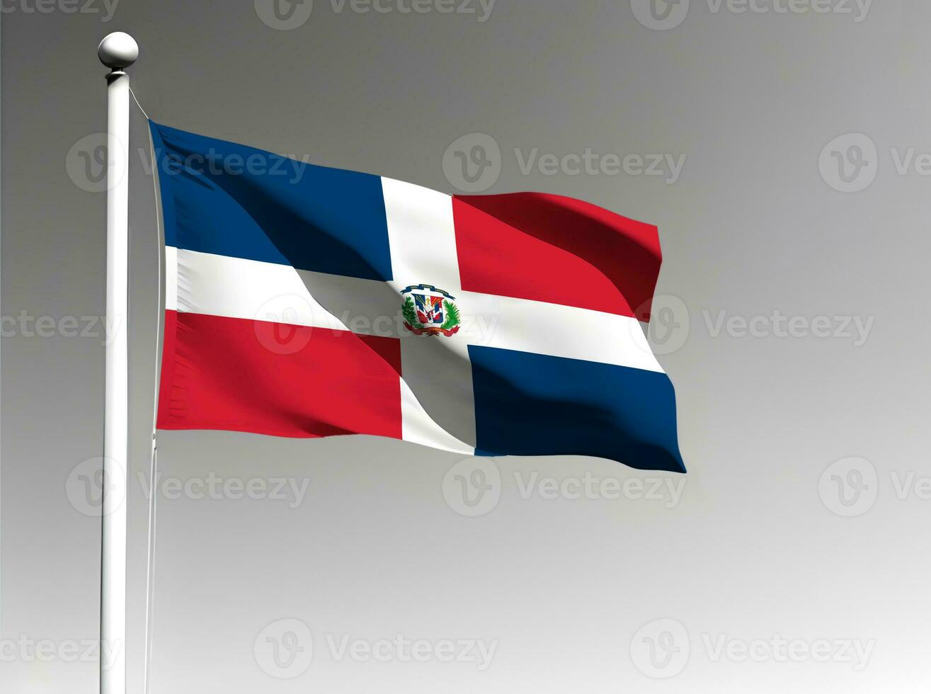 Dominican Republic national flag isolated on gray background photo