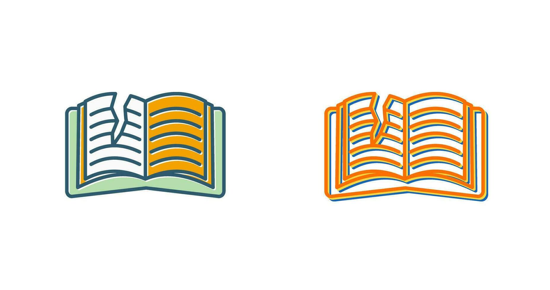 icono de vector de libro rasgado