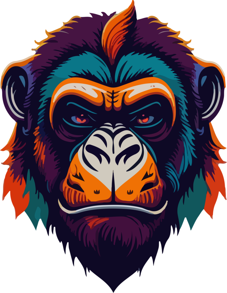 färgrik gorilla logotyp design med ai generativ png
