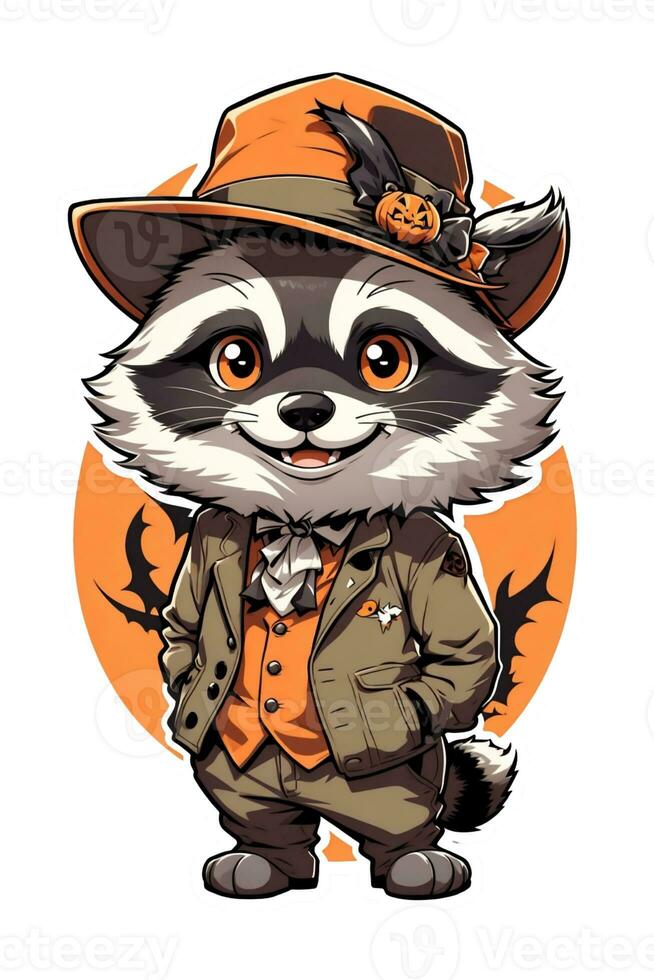 raccoon wearing hat halloween kawaii artwork photo