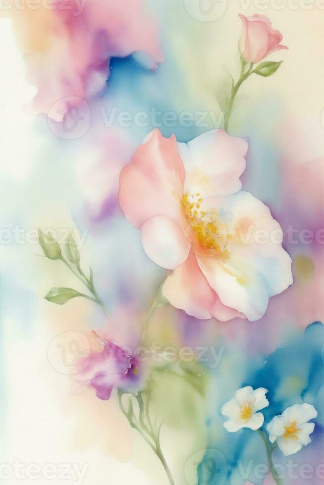 l graphics, delicate wild flowers, space for text photo