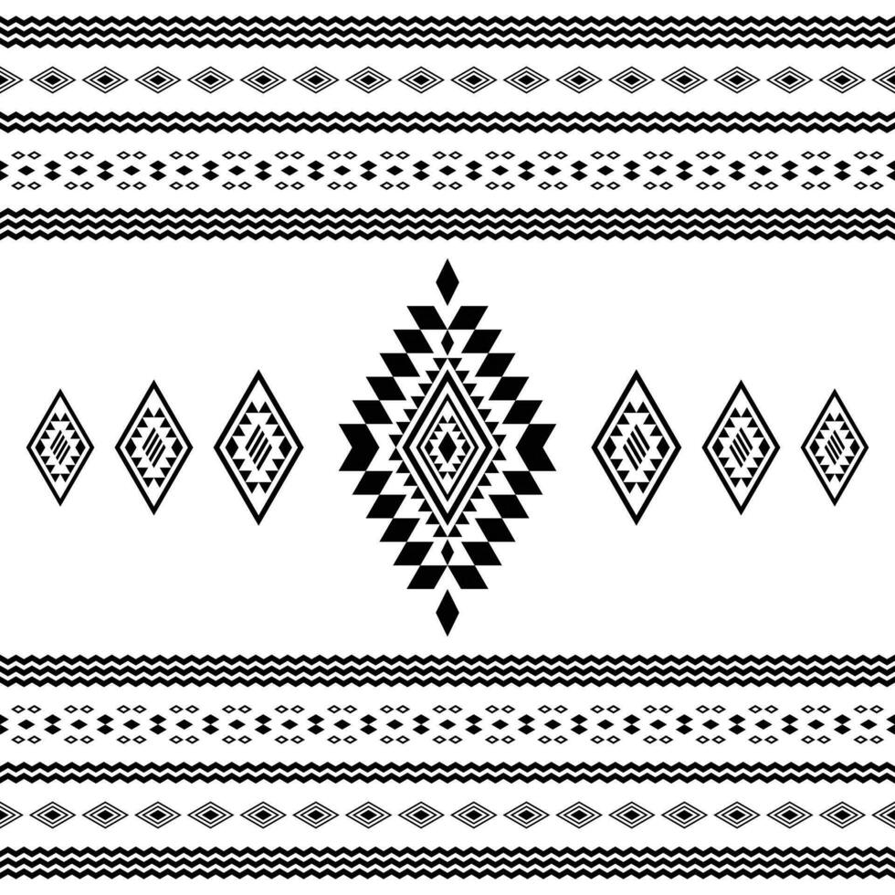 geométrico folklore sin costura étnico modelo. azteca y navajo tribal estilo con nativo motivo diseño para textil y bordado. negro y blanco color. vector