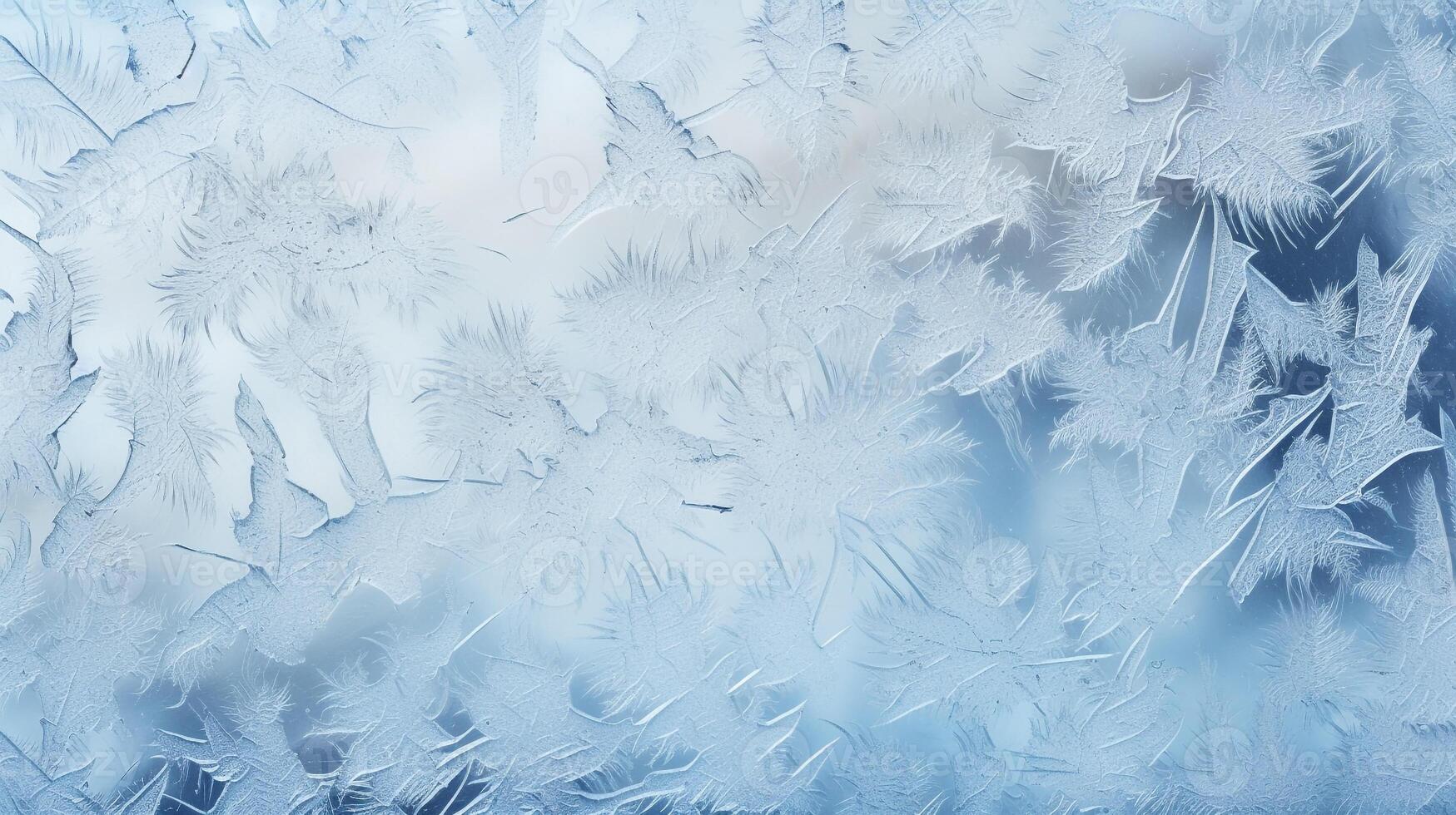 Frost Patterns on a Window Depicting Ice Crystals, Conveying a Winter Feel, Perfect for Holiday Greetings photo