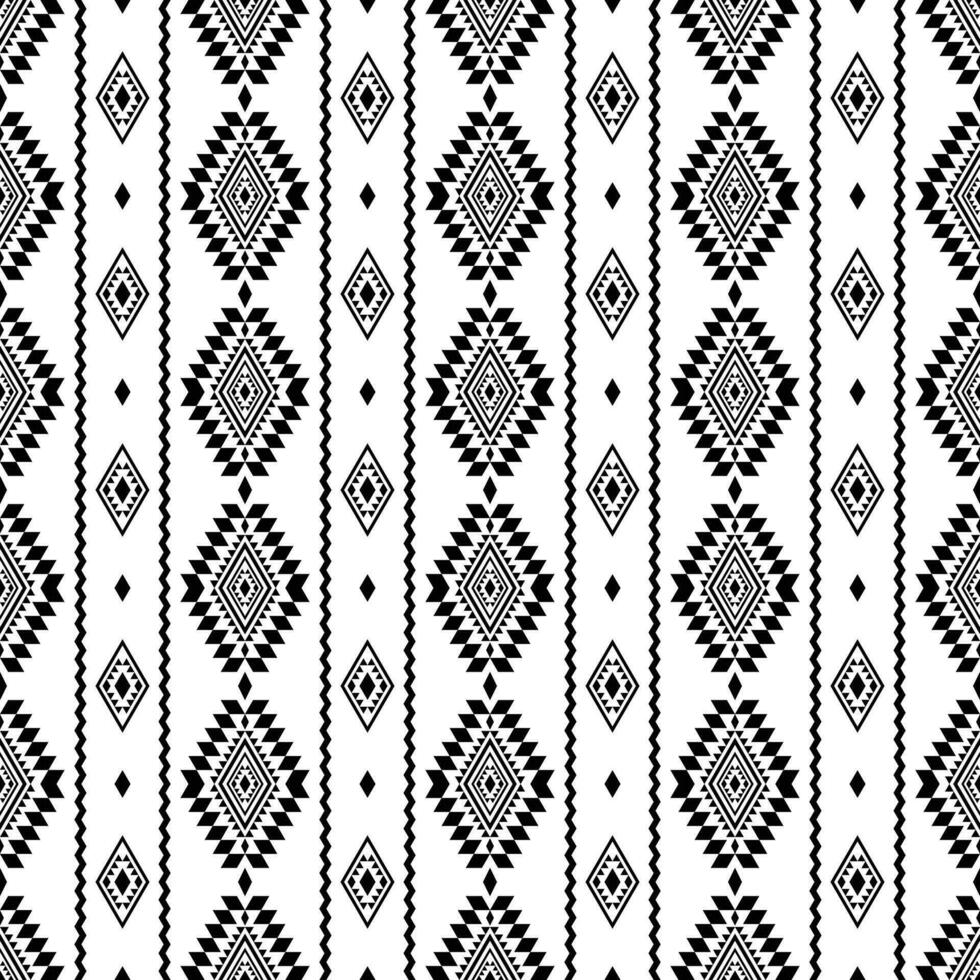 Seamless ethnic stripe pattern. Tribal unique ornament background design with geometric abstract shape. Folk style design for print fabric. Black and white color. vector