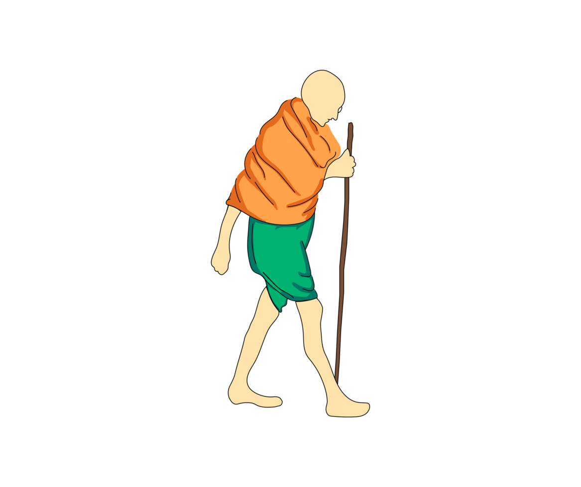mahatma gandhi walking with stick color png