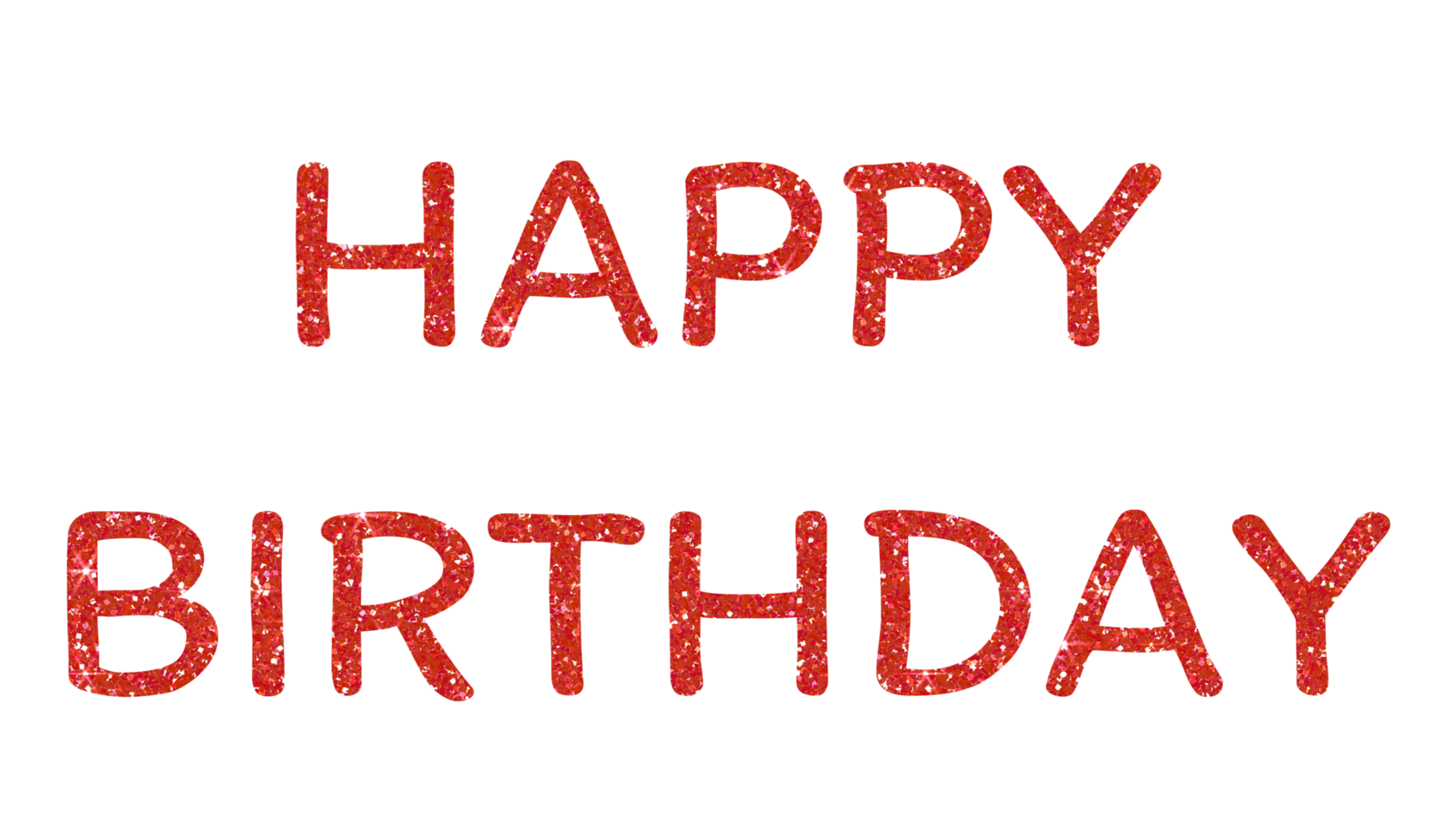 Red glitter text of Happy Birthday on the transparent background. Design for decorating, background, wallpaper, illustration. png