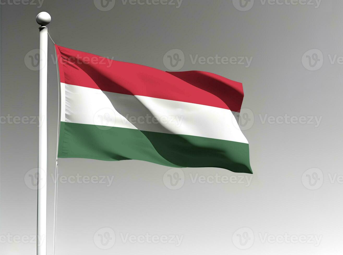 Hungría nacional bandera ondulación en gris antecedentes foto