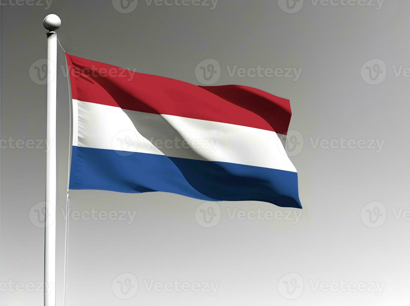 Netherlands national flag waving on gray background photo