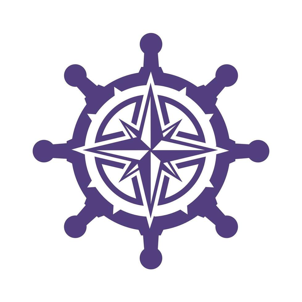 Helm with a rose of winds in the center vector