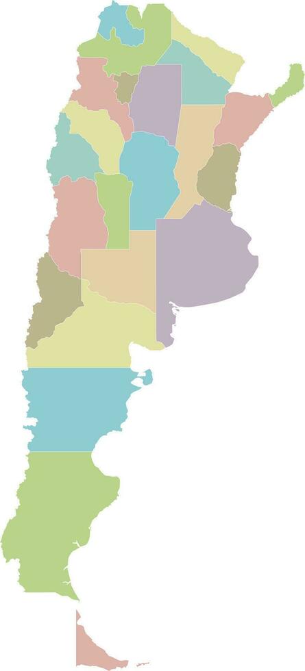 Vector blank map of Argentina with provinces or federated states and administrative divisions. Editable and clearly labeled layers.