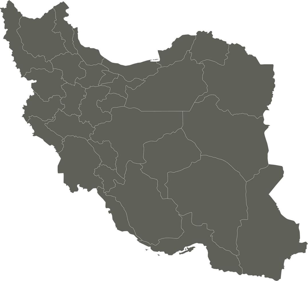 Vector blank map of Iran with provinces and administrative divisions. Editable and clearly labeled layers.
