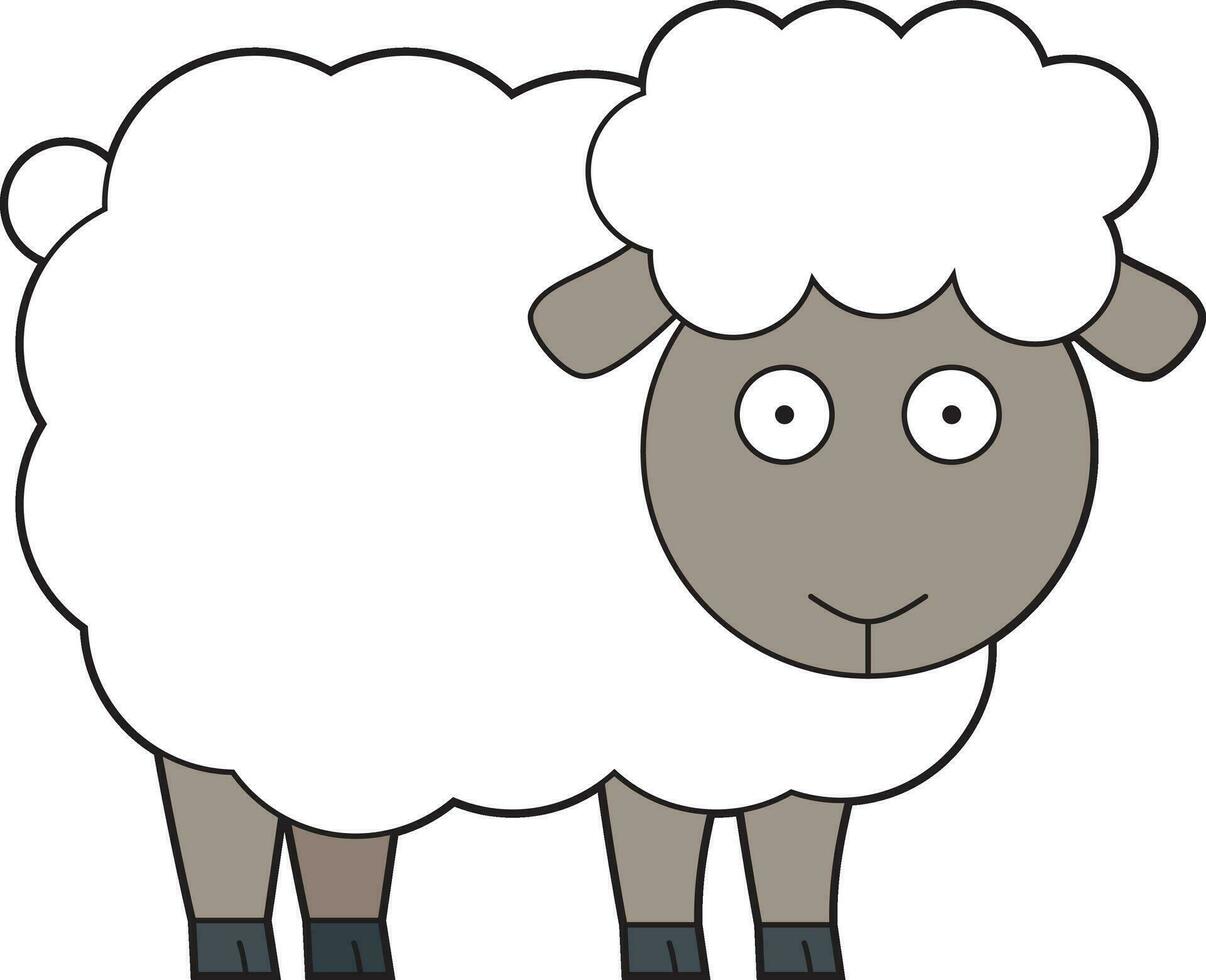 Cute cartoon vector illustration of a white sheep