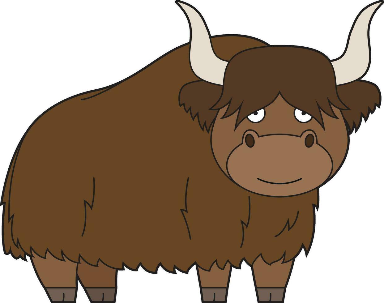 Cute cartoon vector illustration of a yak