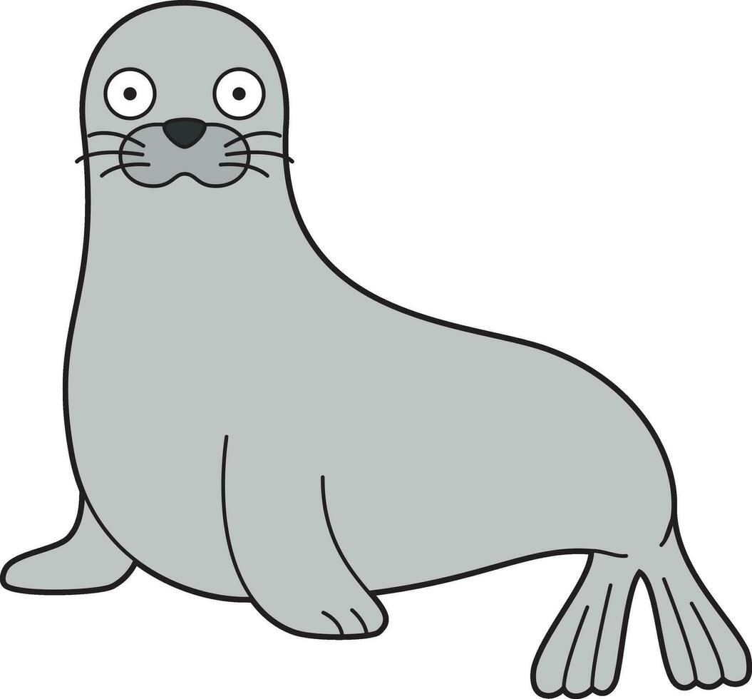 Cute cartoon vector illustration of a seal