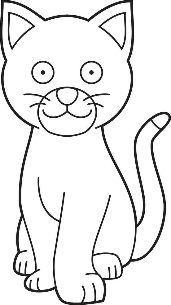 Easy coloring cartoon vector illustration of a cat