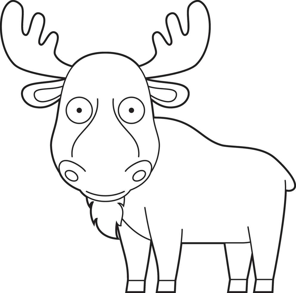 Easy coloring cartoon vector illustration of a moose