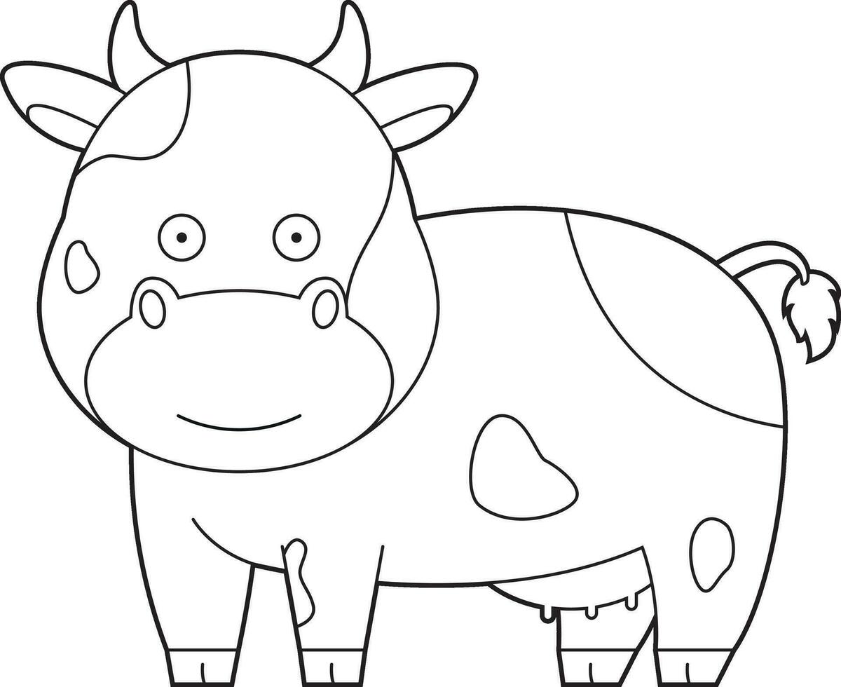 Easy coloring cartoon vector illustration of a cow