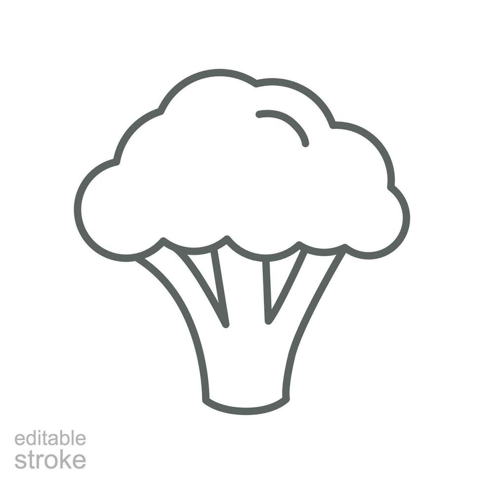 brócoli icono. naturaleza vegetal orgánico comida nutrición. Fresco sano jardín cosecha. repollo, coliflor editable carrera contorno estilo pictograma vector ilustración diseño en blanco antecedentes eps 10