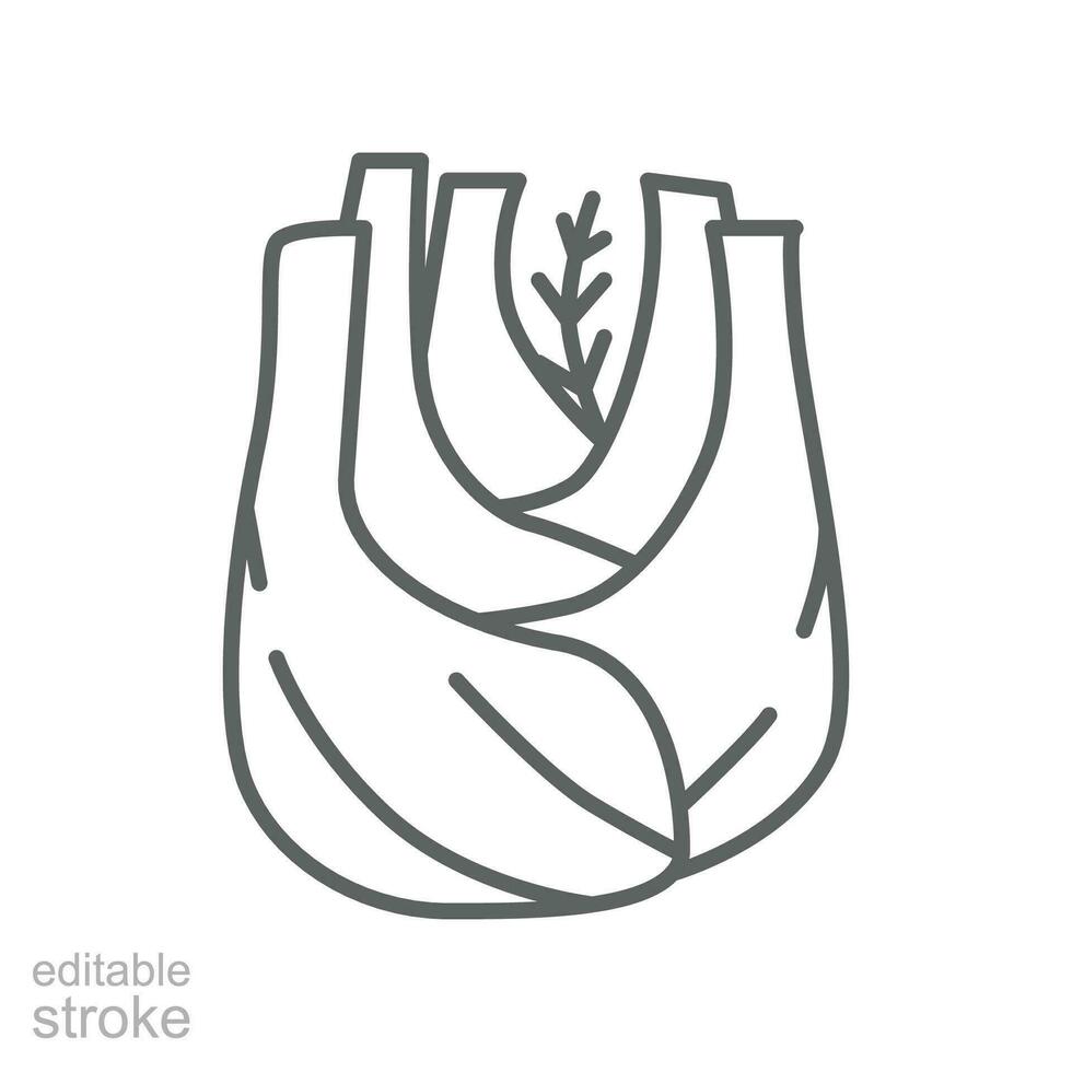 Fennel root icon. Fresh nature bulb, Organic healthy vegetable food. Spicy herbs and spices for natural. outline style. editable stroke. vector illustration. design on white background. EPS 10