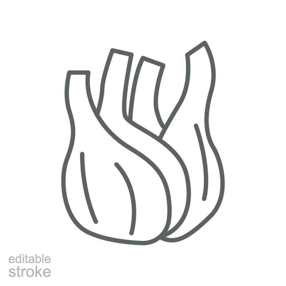 Fennel root icon. Fresh nature bulb, Organic healthy vegetable food. Spicy herbs and spices for natural. outline style. editable stroke. vector illustration. design on white background. EPS 10