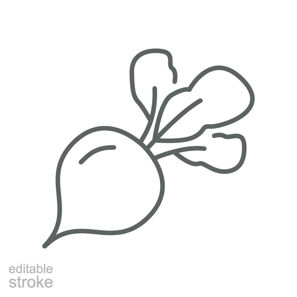 rábano icono, naturaleza vegetal y frutas alimento. raíz de remolacha, Rábano picante, orgánico alimento. hierbas sano Fresco natural y mercado tema. editable ataque. vector ilustración diseño en blanco antecedentes eps 10