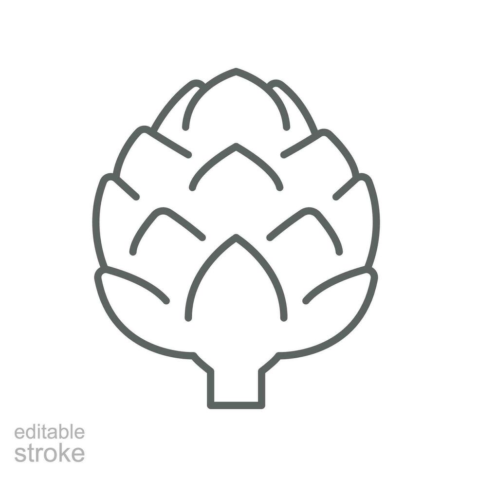 alcachofa icono. Fresco dieta orgánico naturaleza vegetal alimento. ensalada vegetariano saludable, vegano nutrición. editable ataque. contorno estilo pictograma. vector ilustración. diseño en blanco antecedentes. eps 10