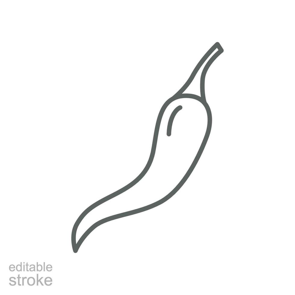 chili pepper icon. fresh nature organic vegetable food. seasoning and red hot sauce jalapeno symbol. editable stroke outline style pictogram. vector illustration design on white background. EPS 10