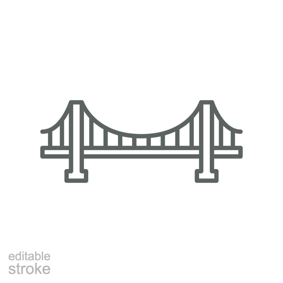 Bridge icon outline style, road, architecture. Ground transportation. Constructions of  stone metal girders architectural symbol. Editable stroke. Vector illustration Design on white background EPS 10