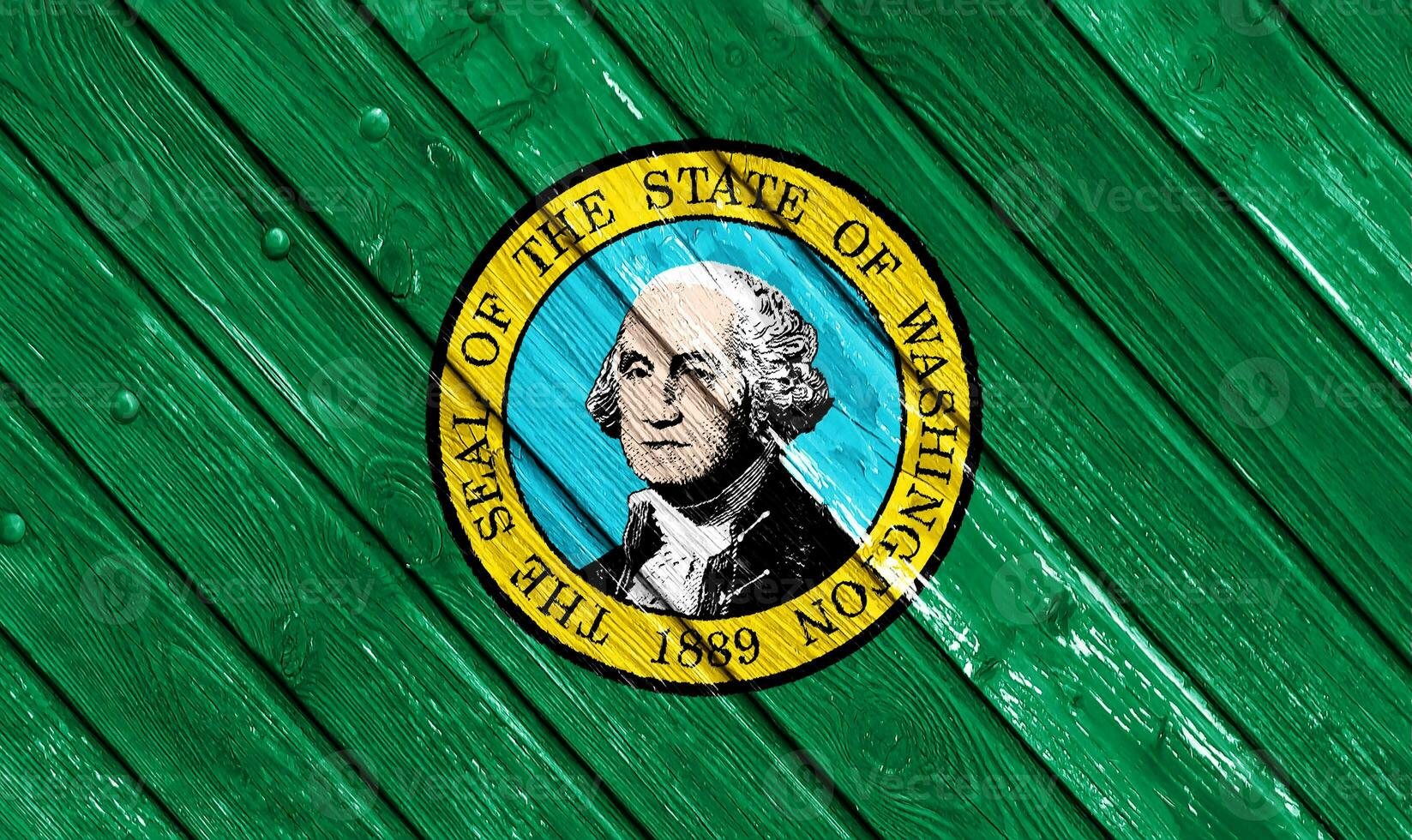 bandera de nosotros estado de Washington en un texturizado antecedentes. concepto collage. foto