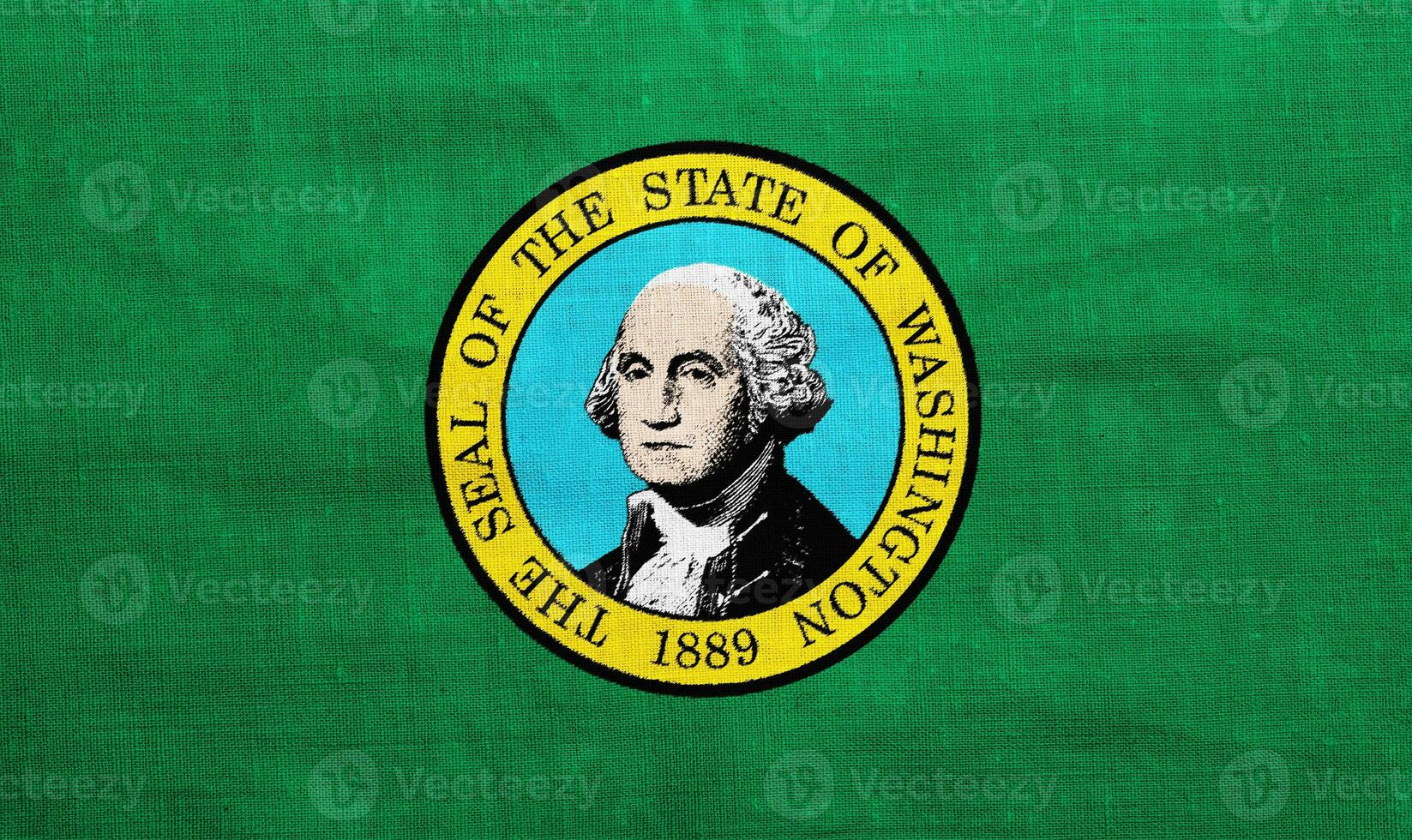 Flag of US state of Washington on a textured background. Concept collage. photo