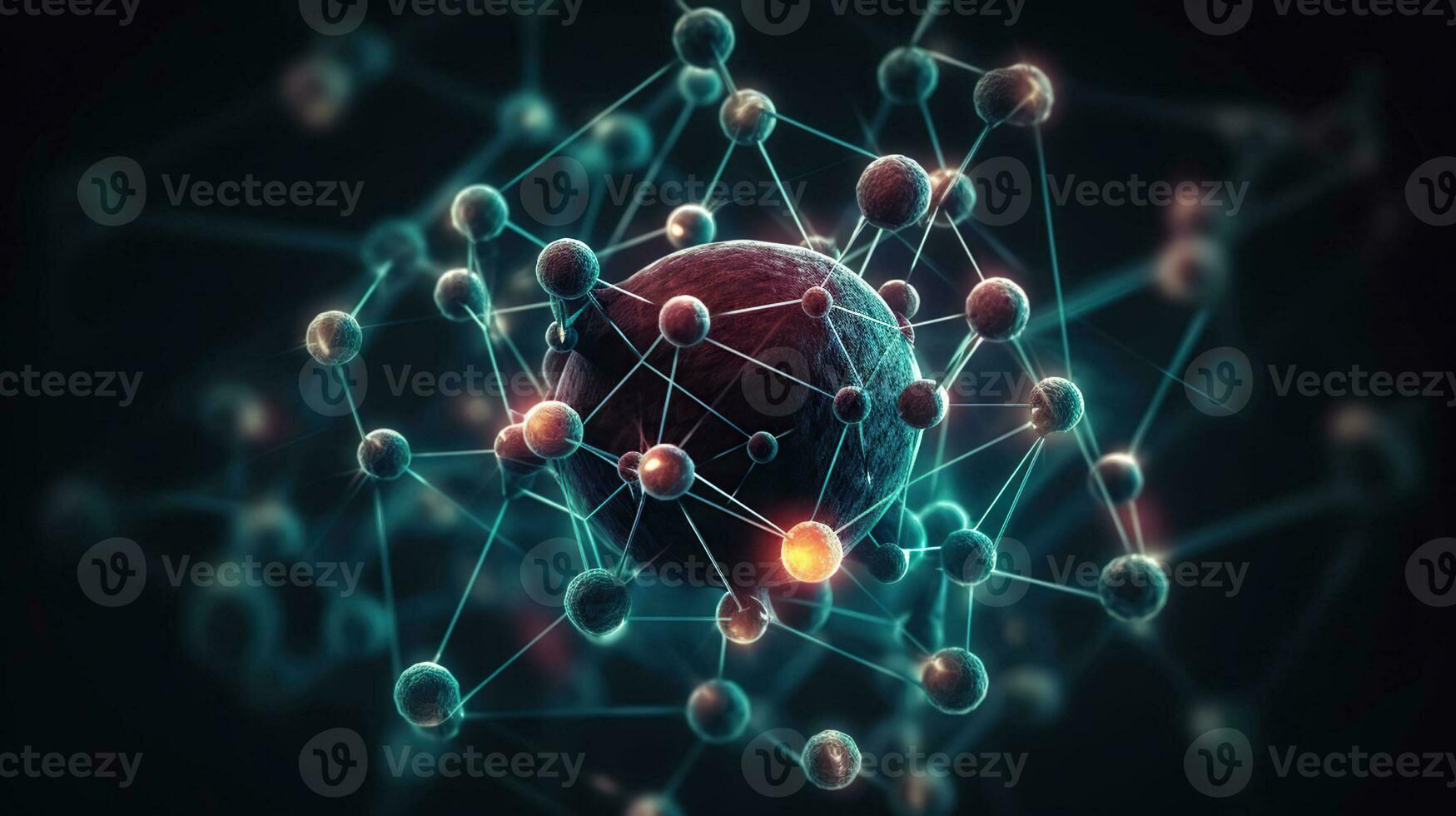 The energy of the atoms in an dark universe, in the style of symmetrical balance, cross-processed film, Generative AI photo