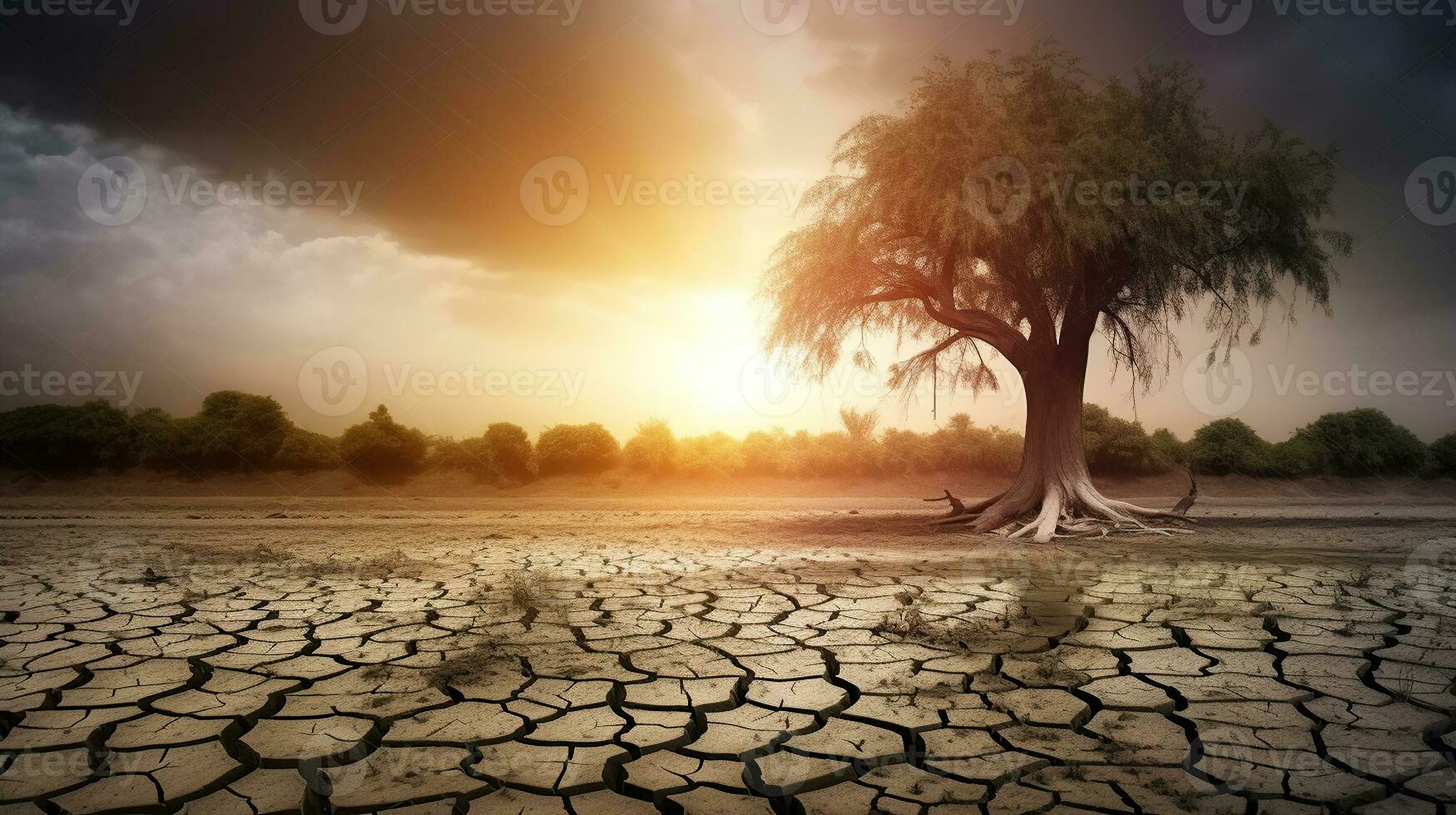 el tostado tierra, comprensión el estragos de sequía, global calentamiento y clima cambiar, ambiental problema. generativo ai foto