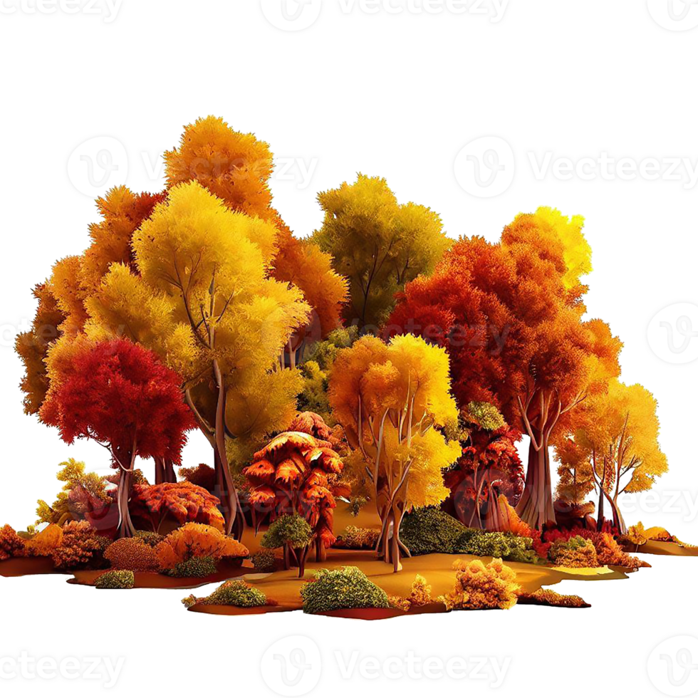 AI generative Autumn forest 3D png