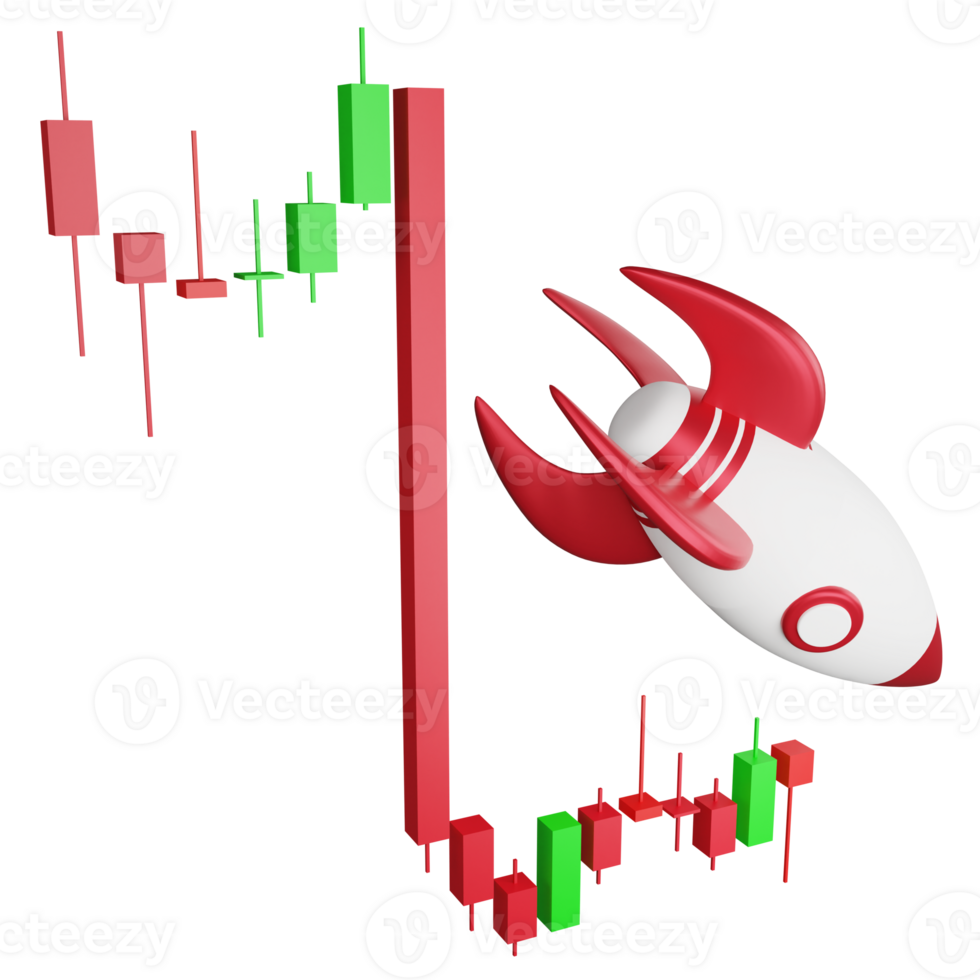 Super bearish candlestick clipart flat design icon isolated on transparent background, 3D render investment and trading concept 2 png