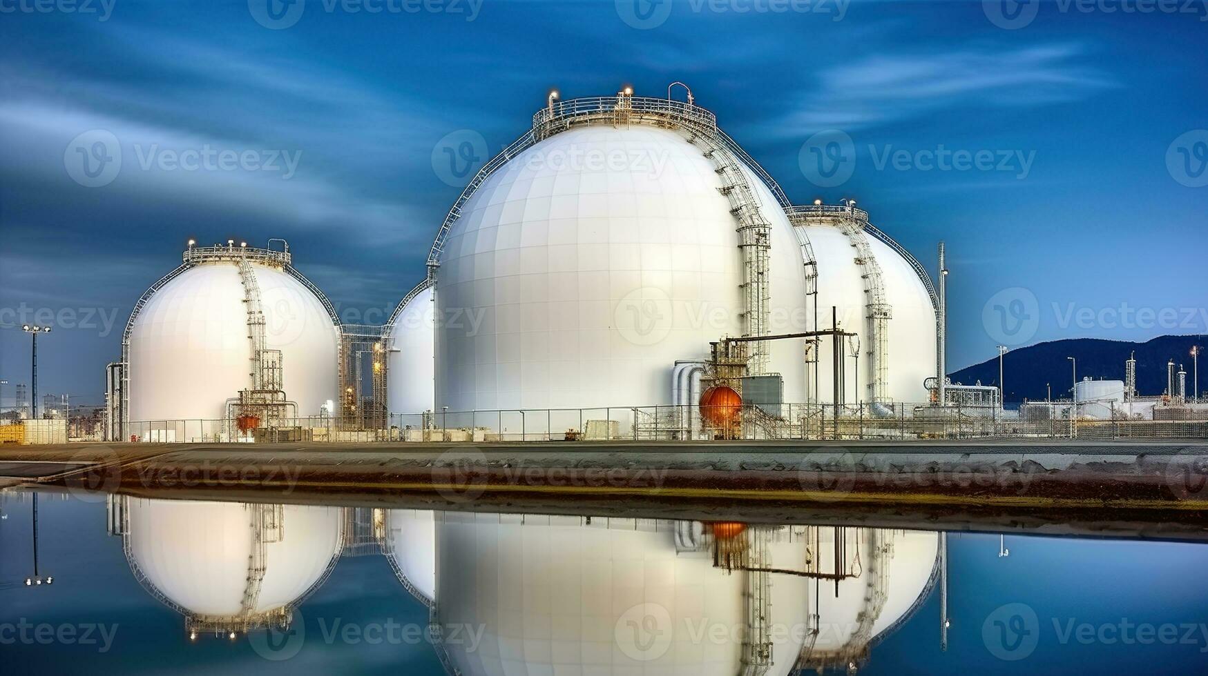 Natural gas tank - LNG or liquefied natural Industrial Spherical gas storage tank. Generative AI photo