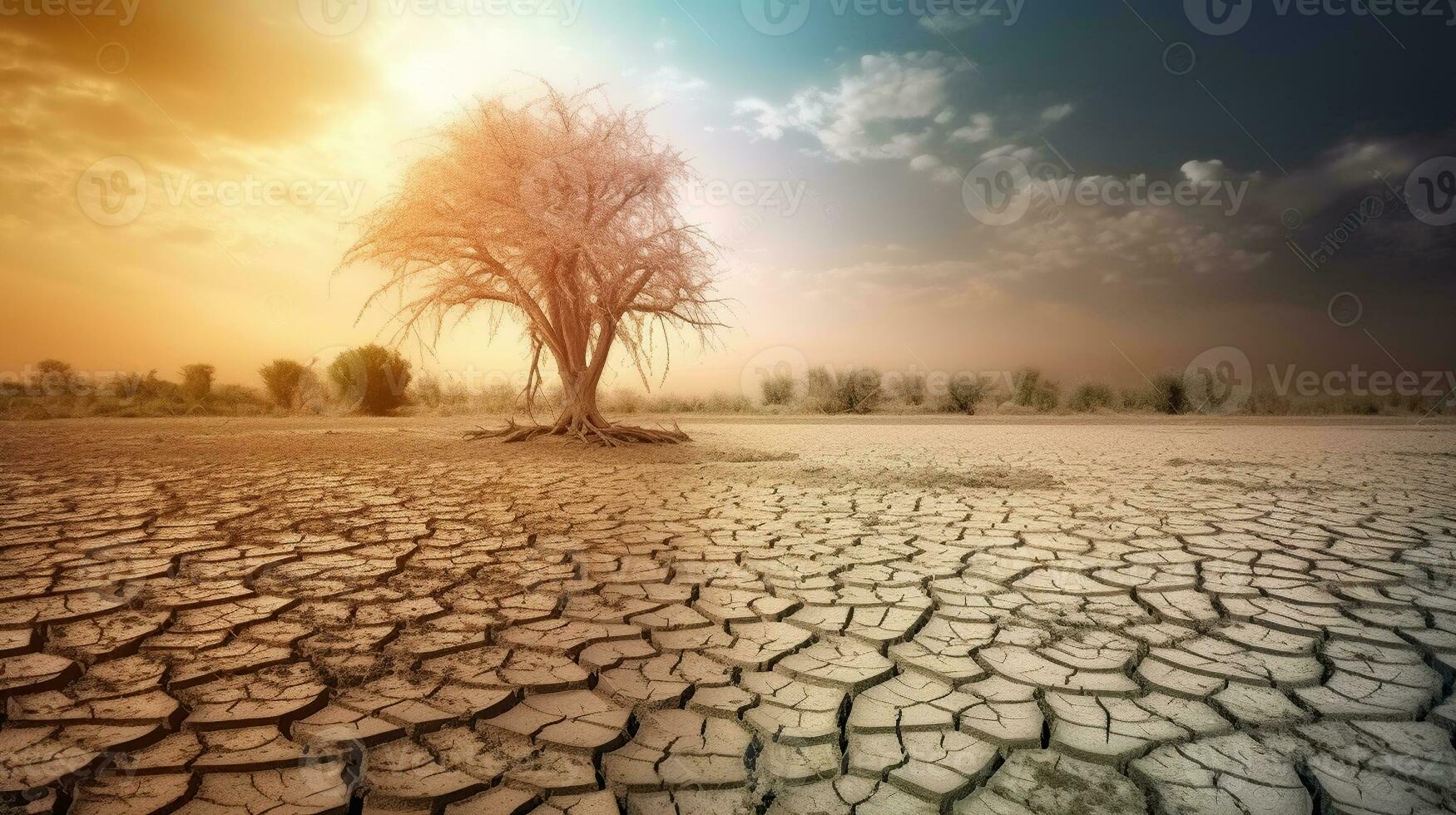 global calentamiento y clima cambiar, crisis de sequía. ambiental problema. generativo ai foto