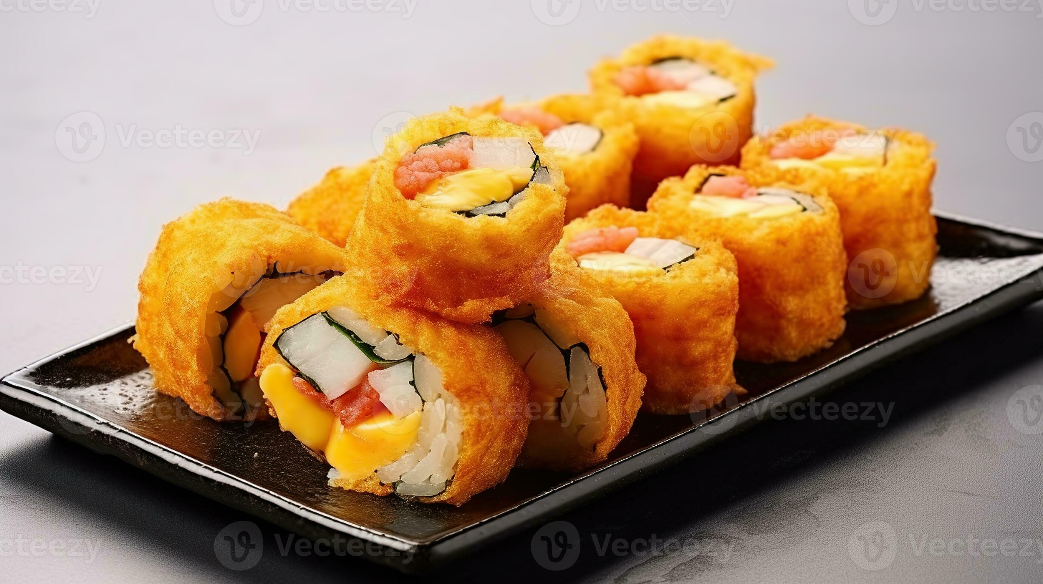 Hot Crispy Deep Fried Sushi Rolls with shrimp, Generative AI 28765442