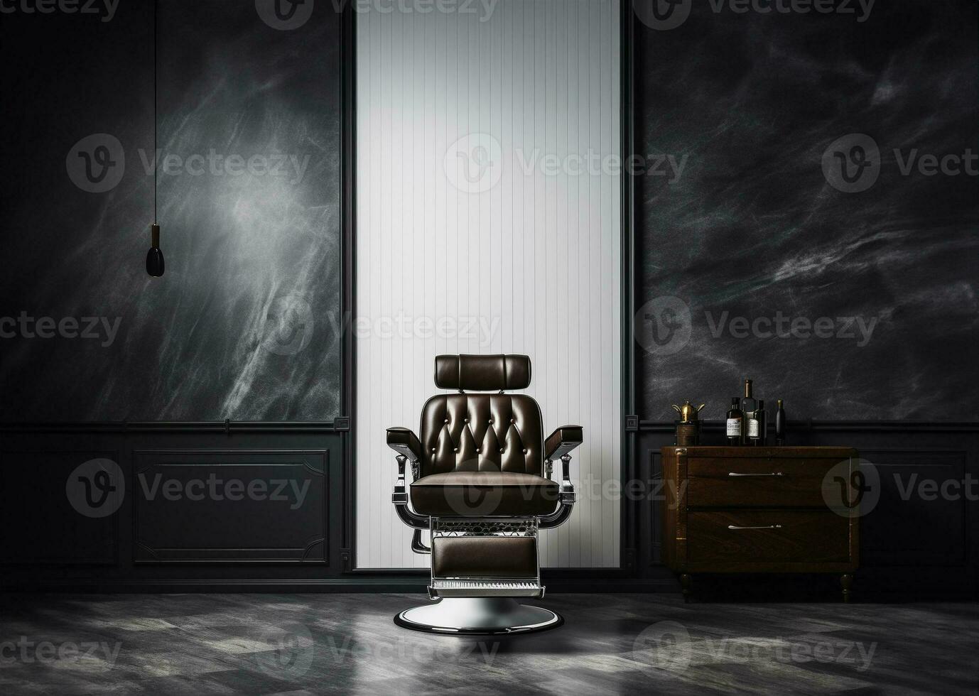 White and black barber shop reception on empty space for. AI Generative. photo